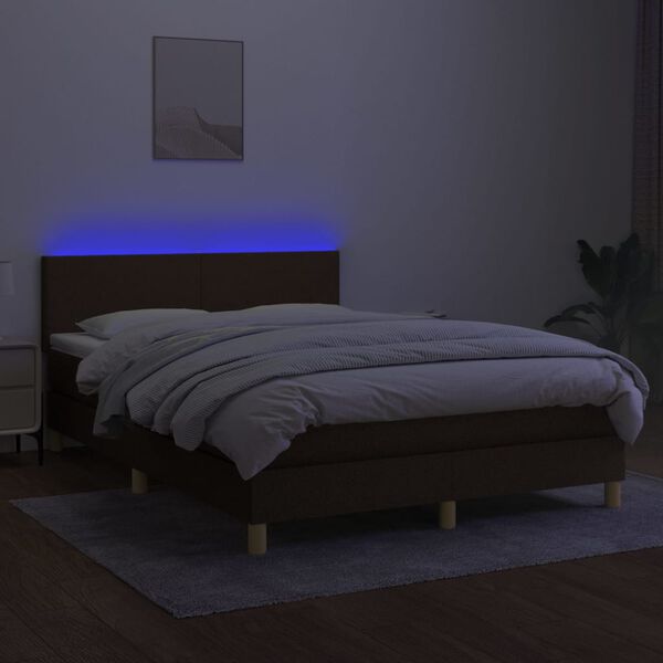 vidaXL &Kappa;&rho;&epsilon;&beta;ά&tau;&iota; Boxspring &mu;&epsilon; &Sigma;&tau;&rho;ώ&mu;&alpha; & LED &Sigma;&kappa;.&Kappa;&alpha;&phi;έ 140x190 &epsilon;&kappa; &Upsilon;&phi;&alpha;&sigma;&mu;ά&tau;&iota;&nu;&omicron;