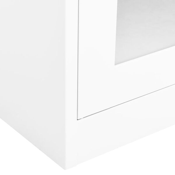 vidaXL Ντουλάπα Γραφείου Λευκή 90 x 40 x 180 εκ Ατσάλι / Ψημένο Γυαλί