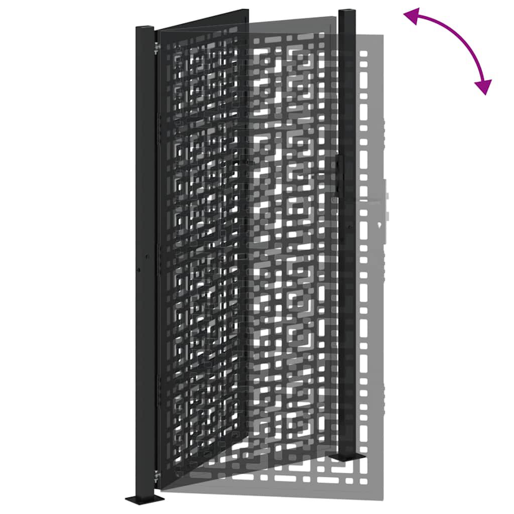 vidaXL Πύλη κήπου Μαύρη 105x180 cm Ατσάλινος σταυρός σχεδιασμού