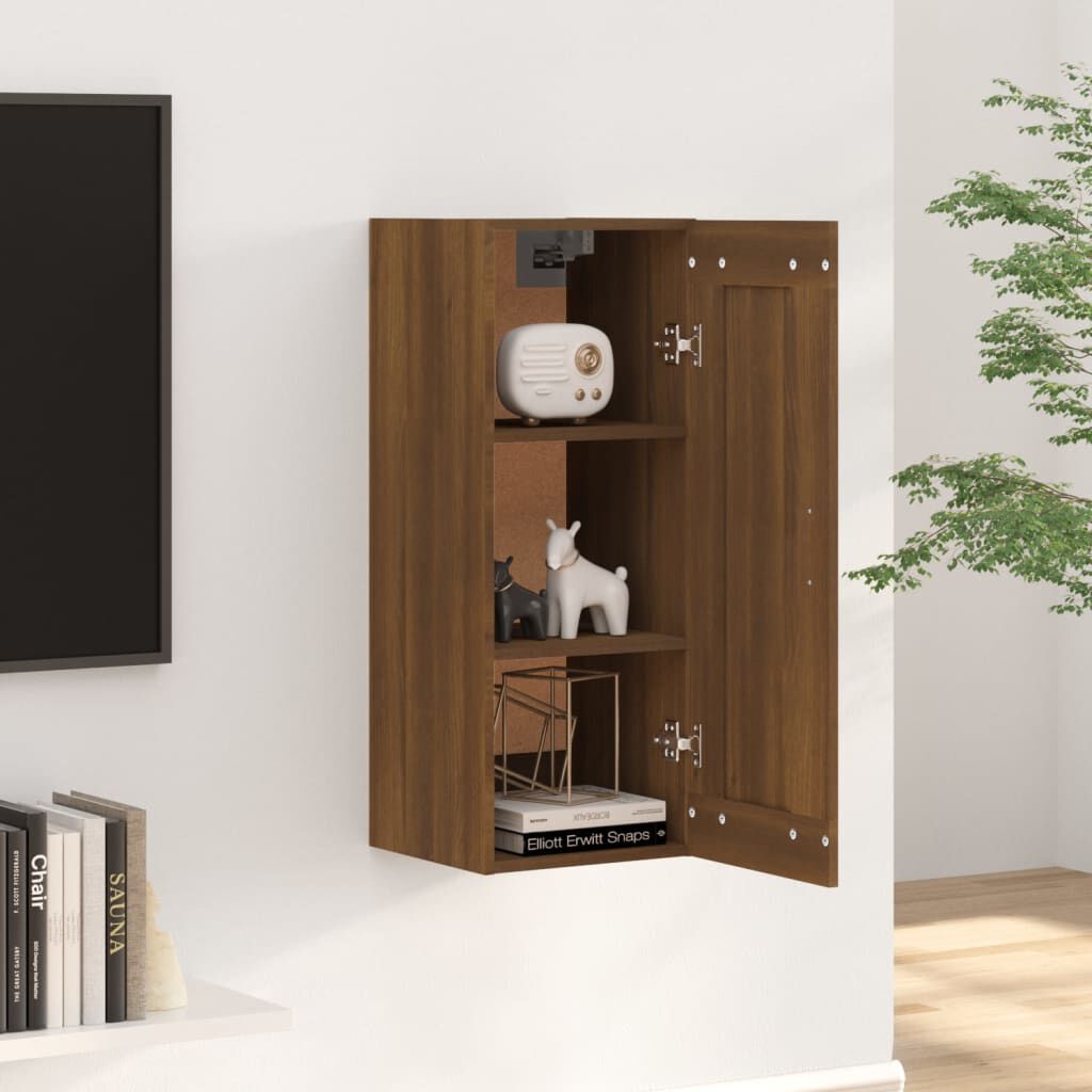 vidaXL Ντουλάπι Κρεμαστό Καφέ Δρυς 35 x 34 x 90 εκ. Επεξεργασμένο Ξύλο