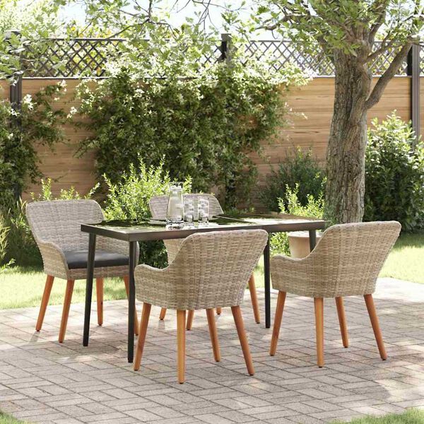 vidaXL Σετ τραπεζαρίας 5 pcs Ανοιχτό γκρι Πολυ ράταν