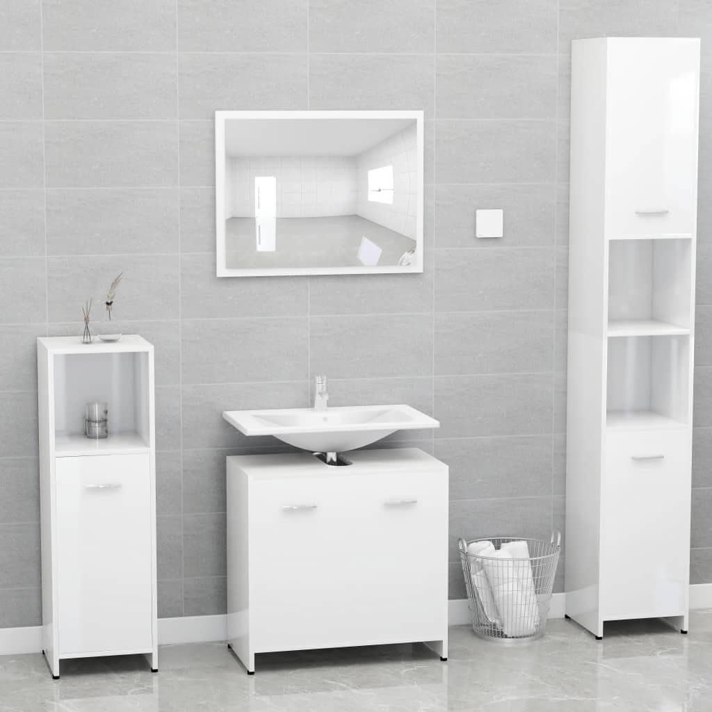 vidaXL Ντουλάπι Νιπτήρα Γυαλιστερό Λευκό 60 x 33 x 61 εκ. Επεξ. Ξύλο