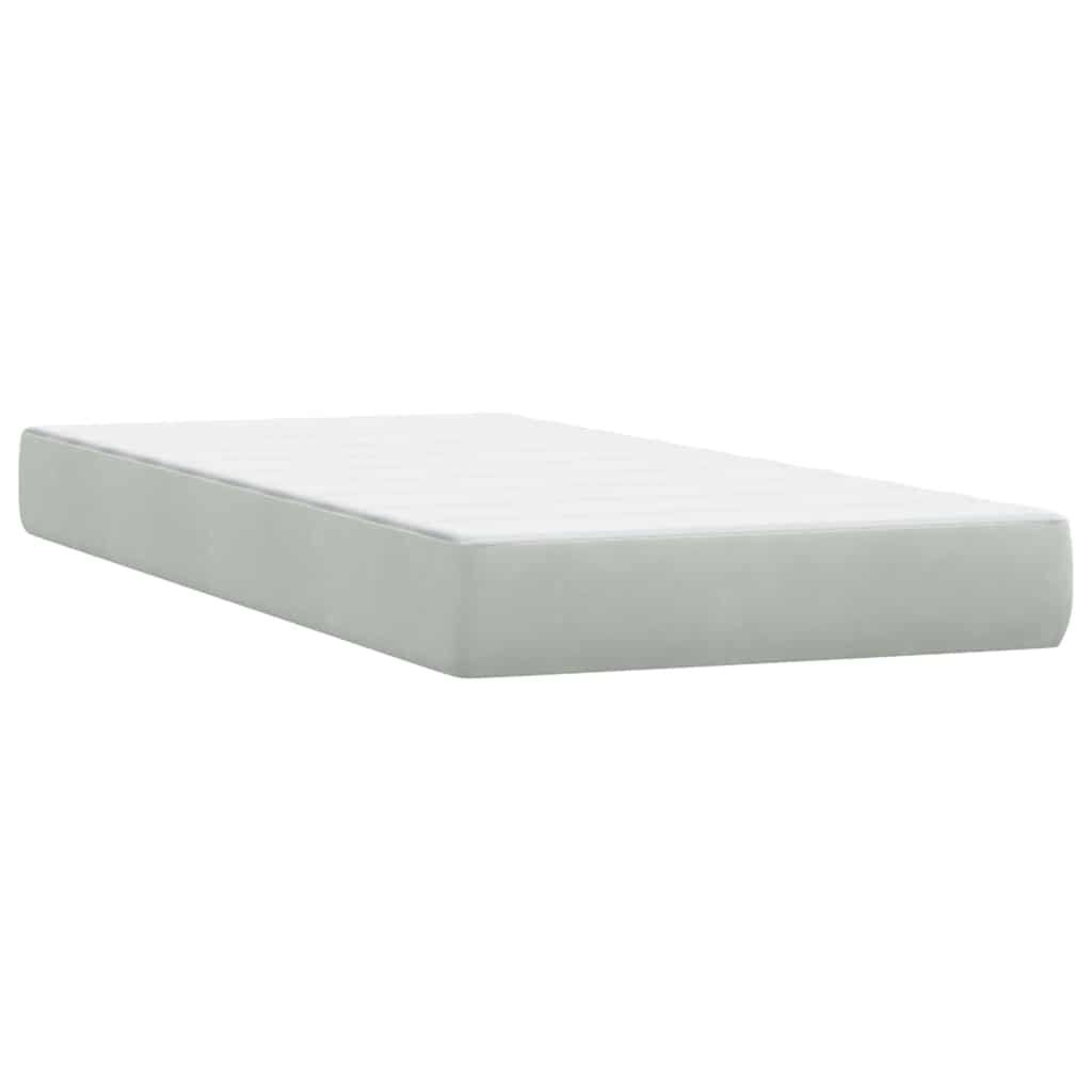 vidaXL Box Spring κρεβάτι με στρώμα ανοιχτό γκρι 80x220 cm Βελούδινο