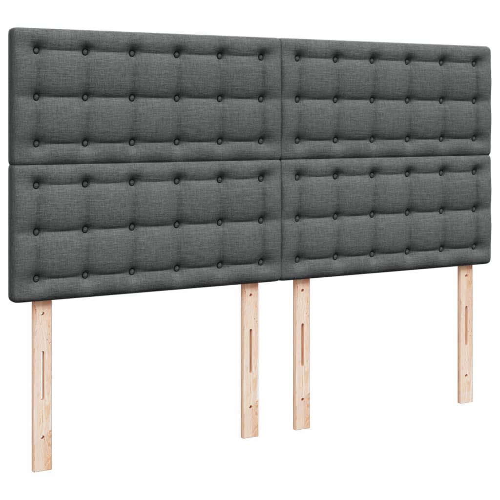 vidaXL Κρεβάτι Boxspring με Στρώμα Σκούρο Γκρι 200x200 εκ. Υφασμάτινο