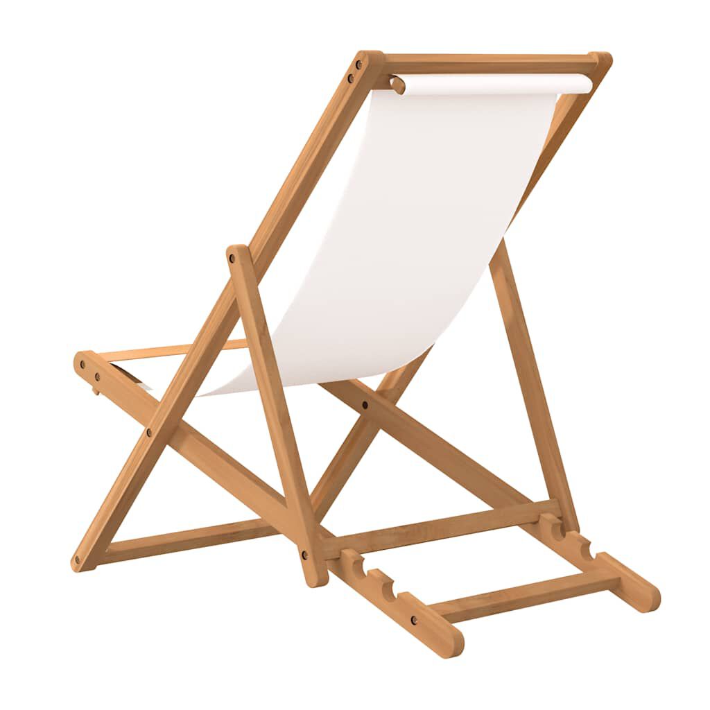 vidaXL Ξαπλώστρα Κρεμ 56 x 105 x 96 εκ. από Ξύλο Teak