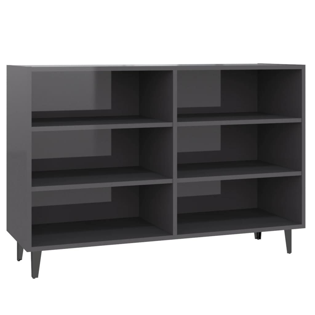 vidaXL Ραφιέρα Γυαλιστερή Γκρι 103,5 x 35 x 70 εκ. από Επεξ. Ξύλο
