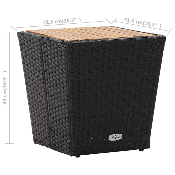 vidaXL Τραπέζι Βοηθητικό Μαύρο 41,5x41,5x43 εκ Συνθ.Ρατάν/Ξύλο Ακακίας