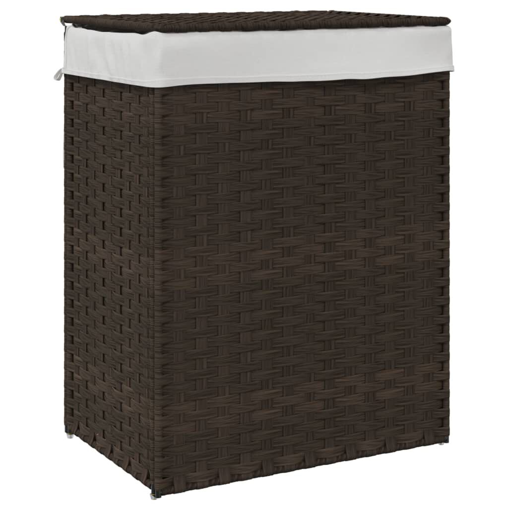vidaXL Καλάθι Πλυντηρίου με Καπάκι Σκ. Καφέ 46x33x60 εκ. Συνθ. Ρατάν
