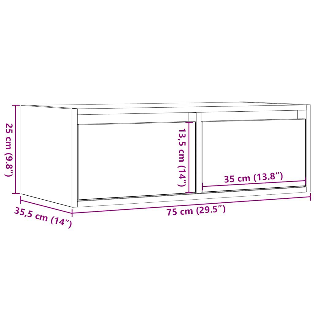 vidaXL Έπιπλο Τηλεόρασης με LED Λευκό 75x35,5x25 εκ.