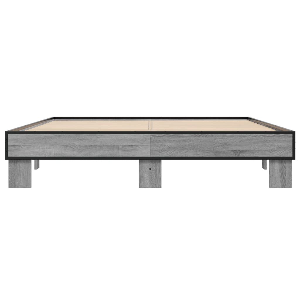 vidaXL Πλαίσιο Κρεβατιού Γκρι Sonoma 150x200 εκ. Επεξ. Ξύλο & Μέταλλο
