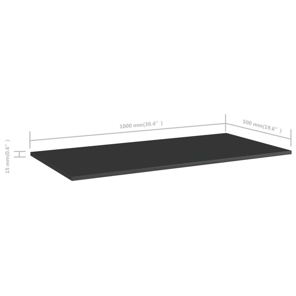 vidaXL Ράφια Βιβλιοθήκης 4 τεμ. Γυαλ. Μαύρο 100x50x1,5 εκ. Μοριοσανίδα