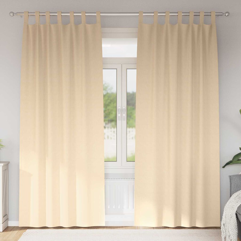 vidaXL Κουρτίνες με κουρτίνες 2 pcs Κρεμ 260 x 140 εκ. Πολυεστέρας