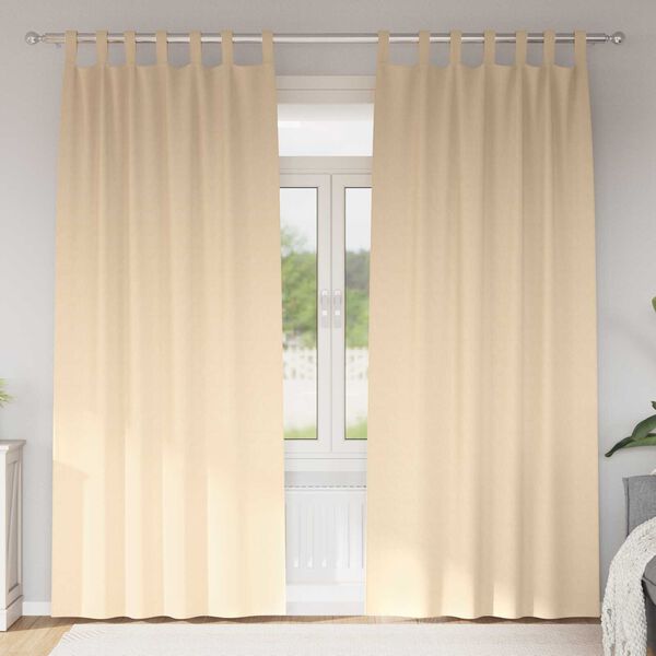 vidaXL Κουρτίνες με κουρτίνες 2 pcs Κρεμ 260 x 140 εκ. Πολυεστέρας