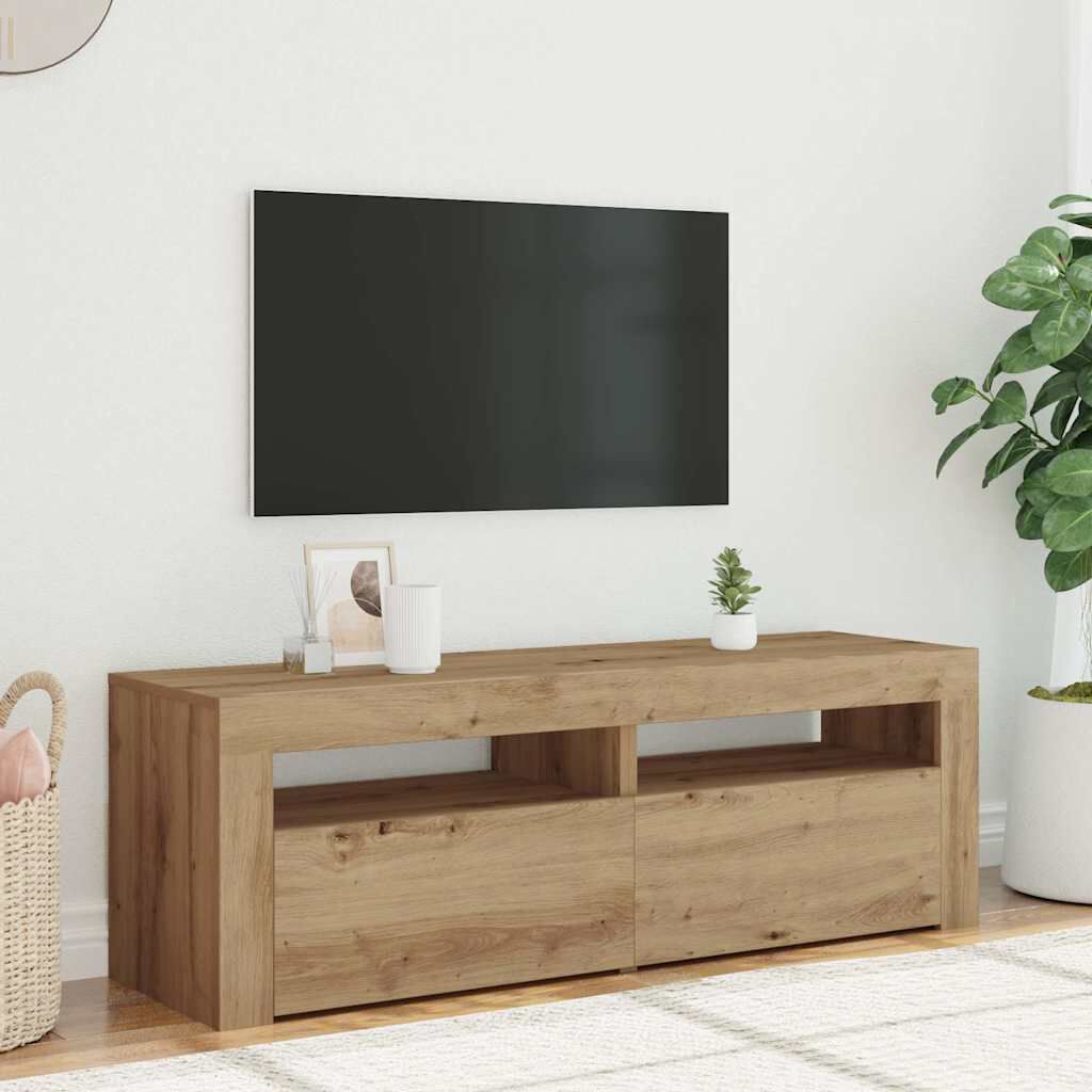 vidaXL Έπιπλο Τηλεόρασης με LED Αρτισιανή Δρυς 120x35x40 εκ Επεξ.Ξύλο