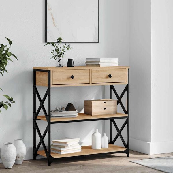 vidaXL Τραπέζι Κονσόλα Sonoma Δρυς 75 x 28 x 75 εκ. Επεξεργασμένο Ξύλο