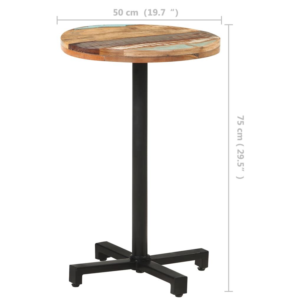 vidaXL Τραπέζι Bistro Στρογγυλό Ø50x75 εκ. από Μασίφ Ανακυκλωμένο Ξύλο