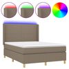 vidaXL &Kappa;&rho;&epsilon;&beta;ά&tau;&iota; Boxspring &mu;&epsilon; &Sigma;&tau;&rho;ώ&mu;&alpha; & LED Taupe 140x200 &epsilon;&kappa;. &Upsilon;&phi;&alpha;&sigma;&mu;ά&tau;&iota;&nu;&omicron;