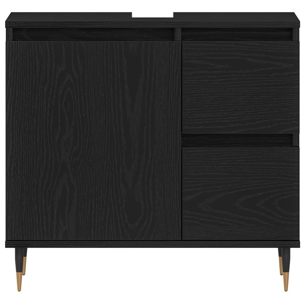 vidaXL Νιπτήρας Μπάνιου Μαύρο Δρυς 65x33x60 εκ Επεξεργασμένο ξύλο