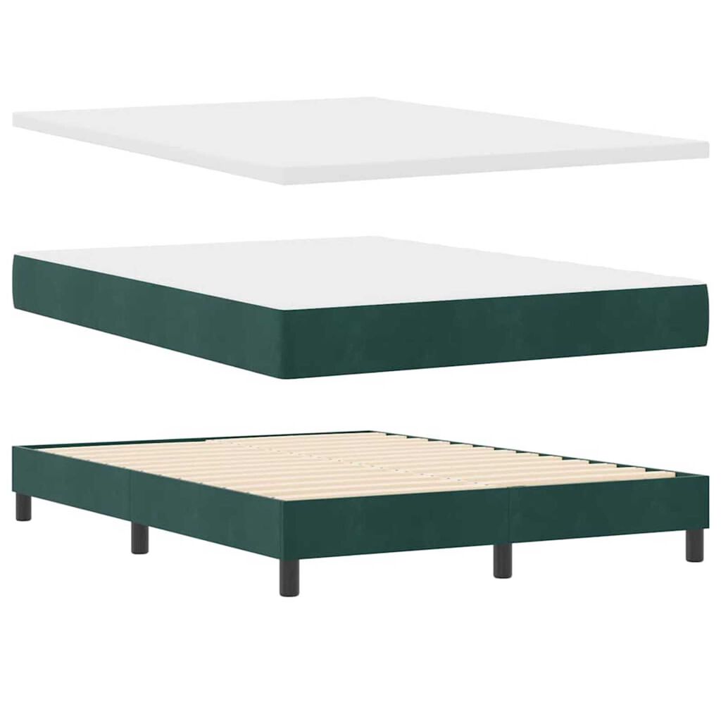 vidaXL Κρεβάτι με ελατήρια Σκούρο πράσινο 140 x 190 cm Βελούδο