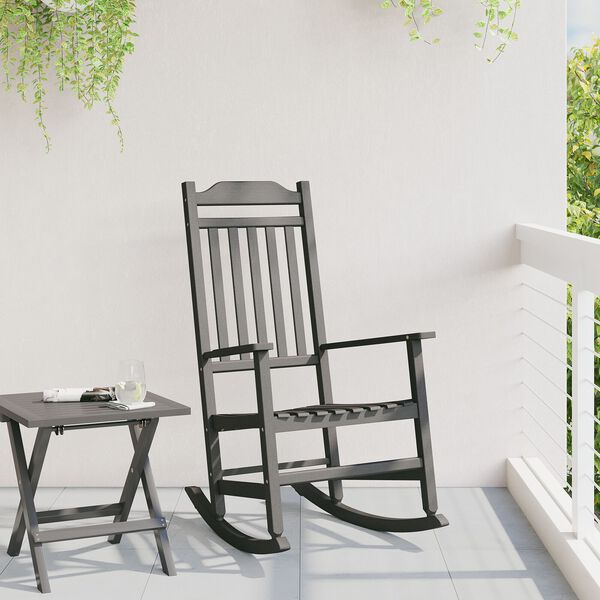 vidaXL Κουνιστή καρέκλα Κήπου Μαύρη 65x84x114 εκ. HDPE