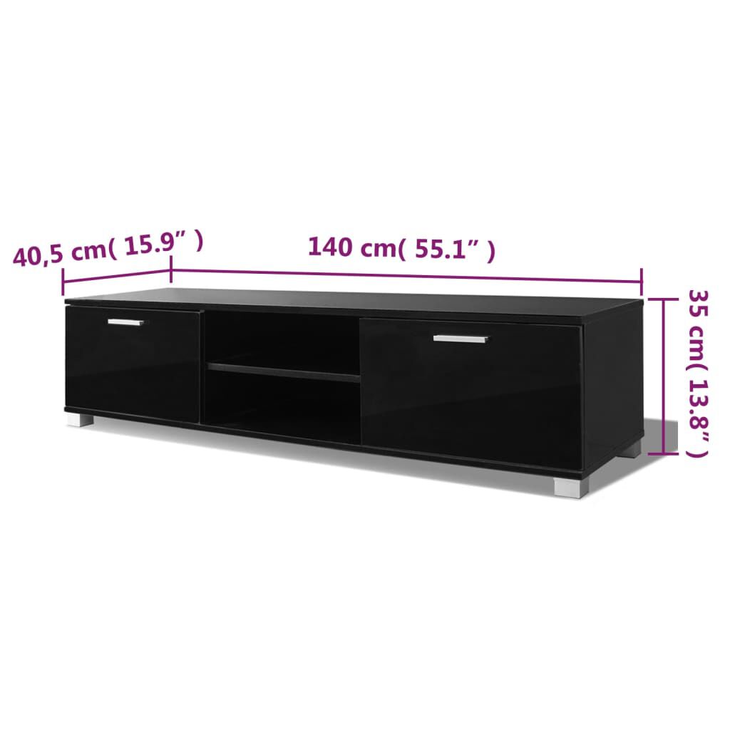 vidaXL Έπιπλο Τηλεόρασης Γυαλιστερό Μαύρο 140 x 40,5 x 35 εκ.