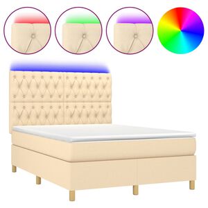vidaXL &Kappa;&rho;&epsilon;&beta;ά&tau;&iota; Boxspring &mu;&epsilon; &Sigma;&tau;&rho;ώ&mu;&alpha; & LED &Kappa;&rho;&epsilon;&mu; 140x190 &epsilon;&kappa;. &Upsilon;&phi;&alpha;&sigma;&mu;ά&tau;&iota;&nu;&omicron;
