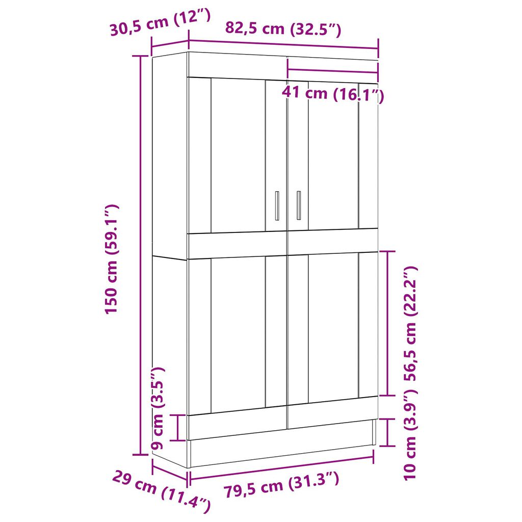 vitaXL Βιβλιοθήκη Μαύρη Δρυς 82,5x30,5x150 εκ Επεξεργασμένο ξύλο