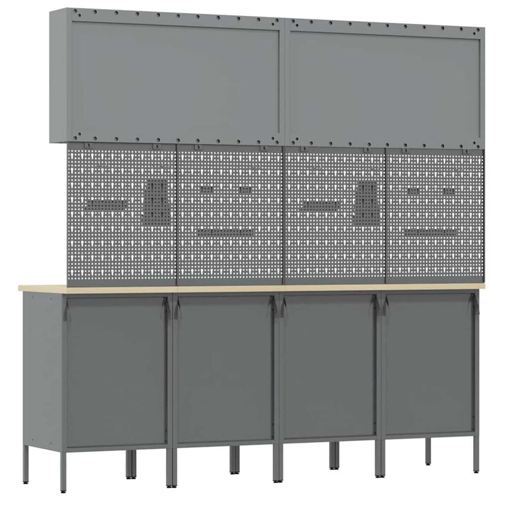 vidaXL Ντουλάπα Εργασίας με συρτάρι 10 pcs Μαύρο 200 x 55 x 200 εκ.