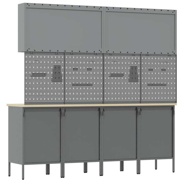 vidaXL Ντουλάπα Εργασίας με συρτάρι 10 pcs Μαύρο 200 x 55 x 200 εκ.