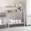 vidaXL Πάγκος Εργασίας Κουζίνας με Ράφι 110x55x120 εκ. Ανοξείδ. Ατσάλι