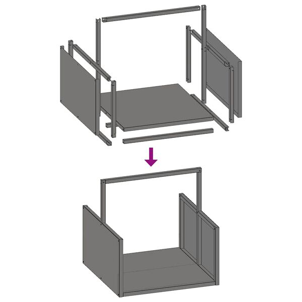 vidaXL Ράφι Καυσόξυλων Μαύρο 40x40x40 εκ. Χάλυβας ψυχρής έλασης