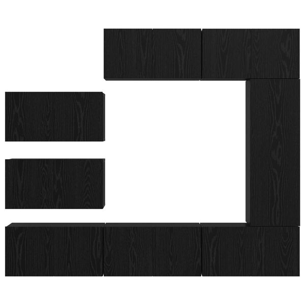 vidaXL Σετ Καθισμάτων Τηλεόρασης 8 pcs Μαύρη Δρυς 30.5 x 30 x 90 cm