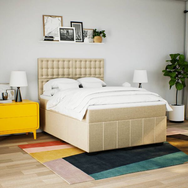 vidaXL &Kappa;&rho;&epsilon;&beta;ά&tau;&iota; Boxspring &mu;&epsilon; &Sigma;&tau;&rho;ώ&mu;&alpha; &Kappa;&rho;&epsilon;&mu; 160x200 &epsilon;&kappa;. &Upsilon;&phi;&alpha;&sigma;&mu;ά&tau;&iota;&nu;&omicron;
