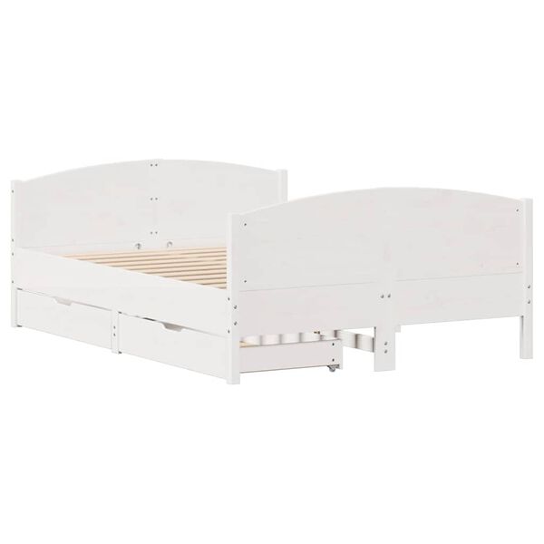 vidaXL Σκελετός Κρεβ. Χωρίς Στρώμα Λευκό 135x190 εκ Μασίφ Πεύκο