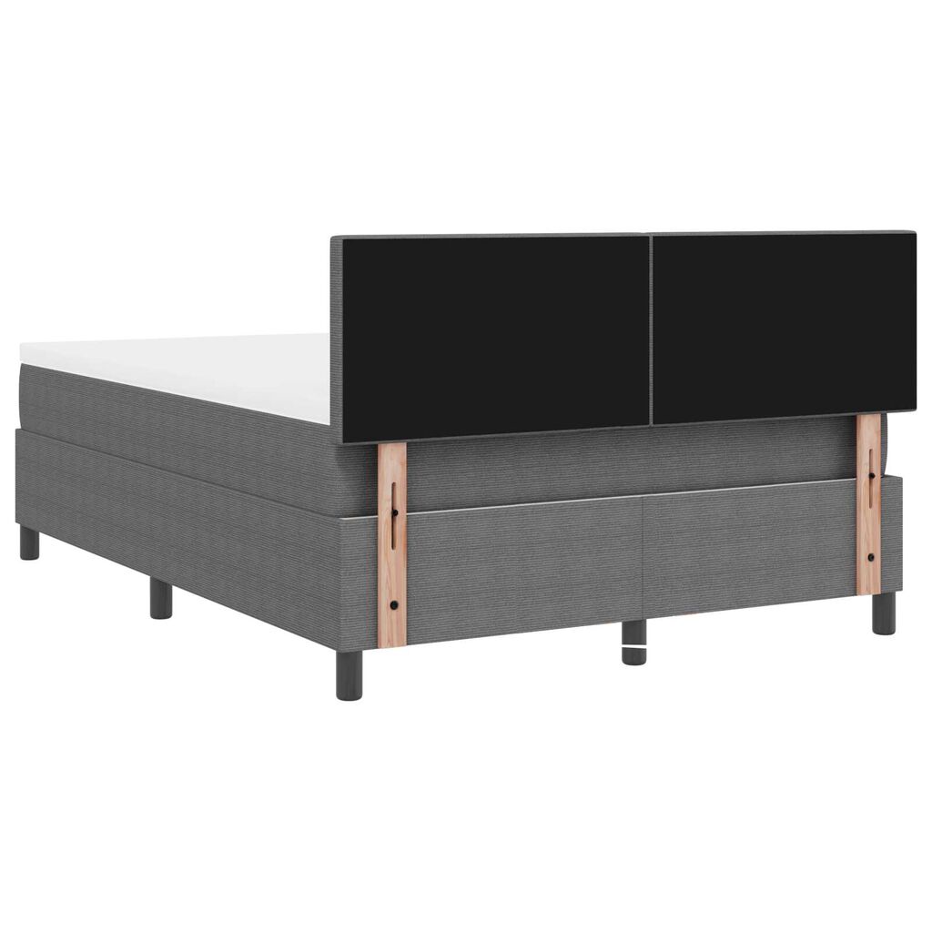 vidaXL Κρεβάτι με Βάση και Στρώμα & Φως LED Γκρι 140x200 cm Ύφασμα Κορδούρα