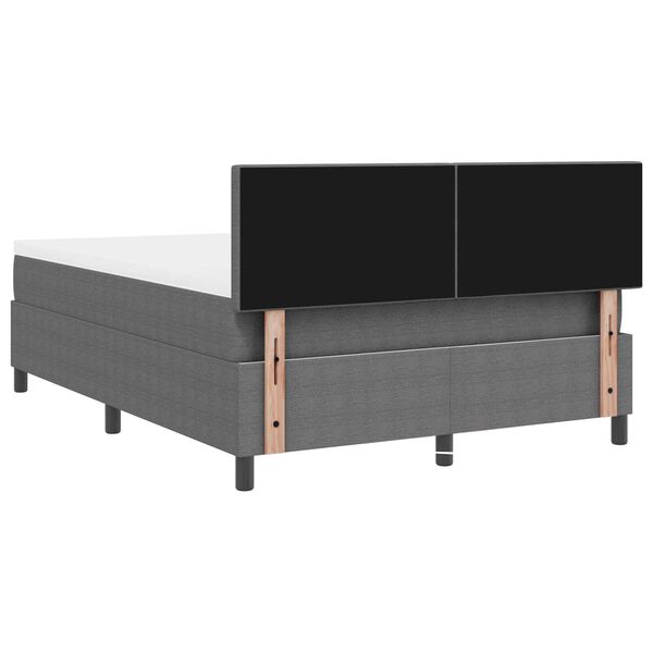 vidaXL Κρεβάτι με Βάση και Στρώμα & Φως LED Γκρι 140x200 cm Ύφασμα Κορδούρα