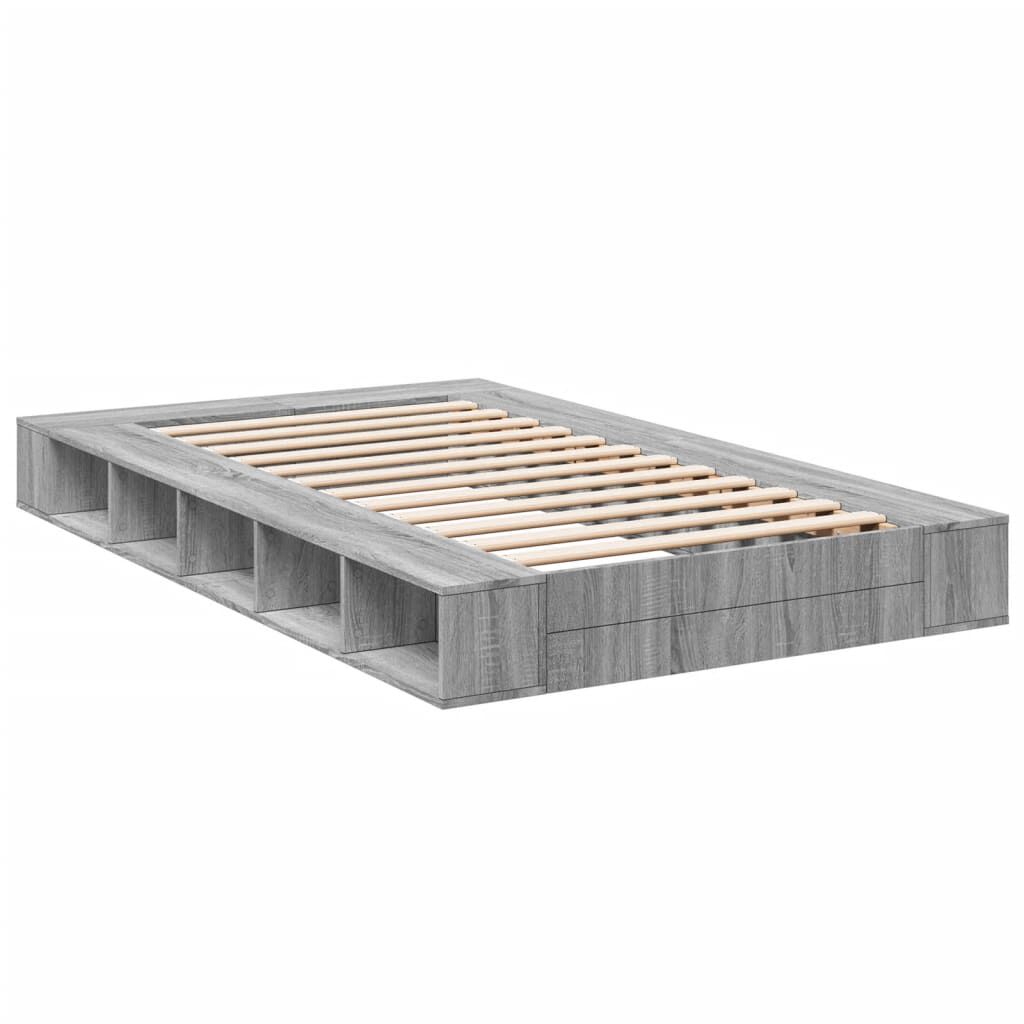 vidaXL Πλαίσιο Κρεβατιού Γκρι Sonoma 135x190 εκ. Επεξεργασμένο Ξύλο