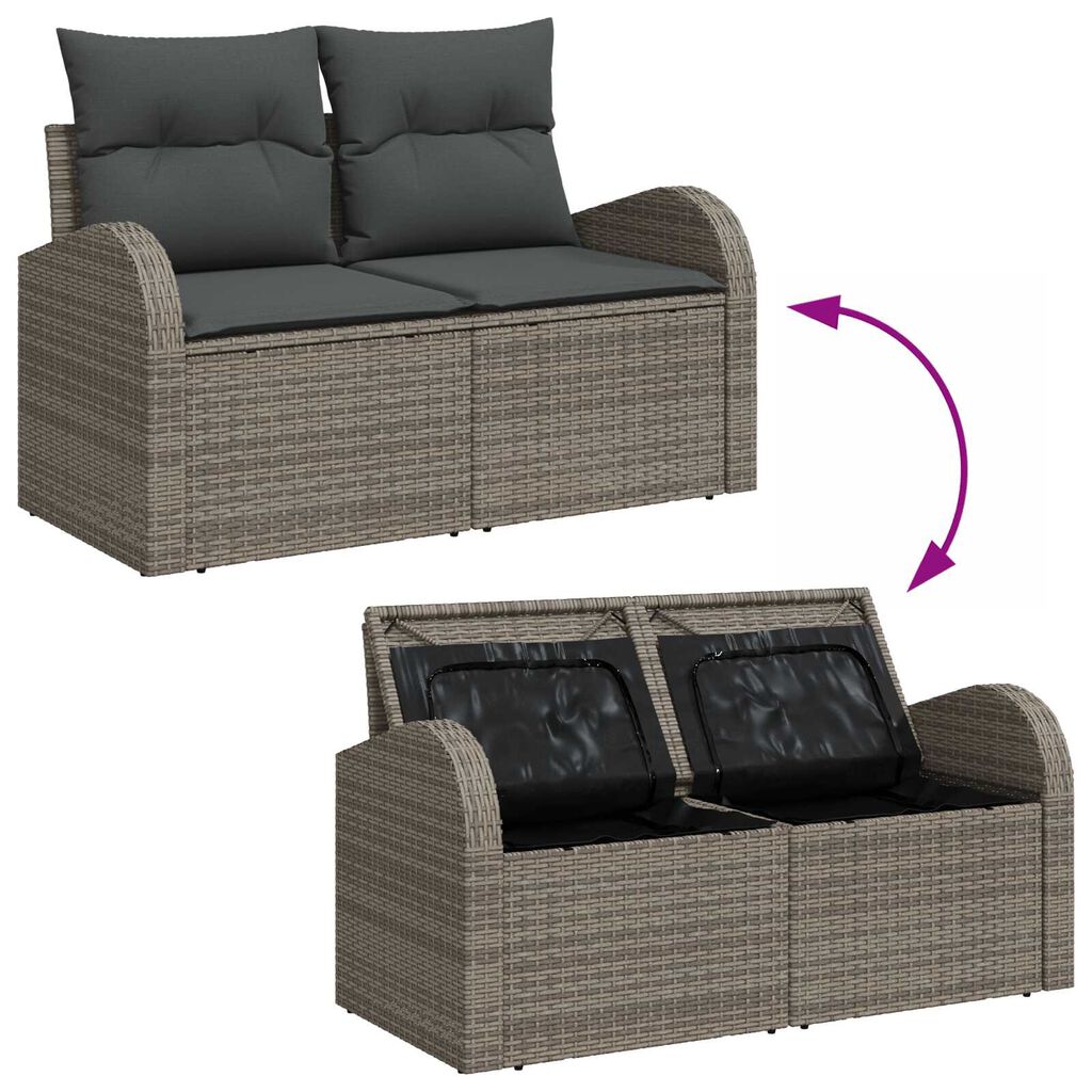 vidaXL Σετ Καναπέ Κήπου 7 pcs Γκρι 100 x 55 x 73 εκ Πολυ ράταν