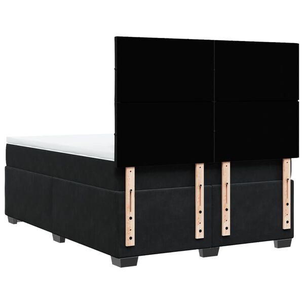 vidaXL Κρεβάτι Boxspring με Στρώμα Μαύρο 140x190 εκ. Βελούδινο