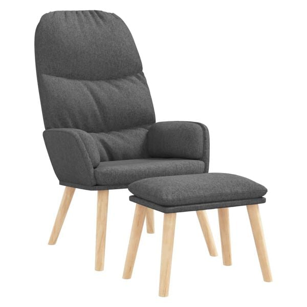 vidaXL Πολυθρόνα Relax Ανοιχτό Γκρι Υφασμάτινη με Σκαμπό