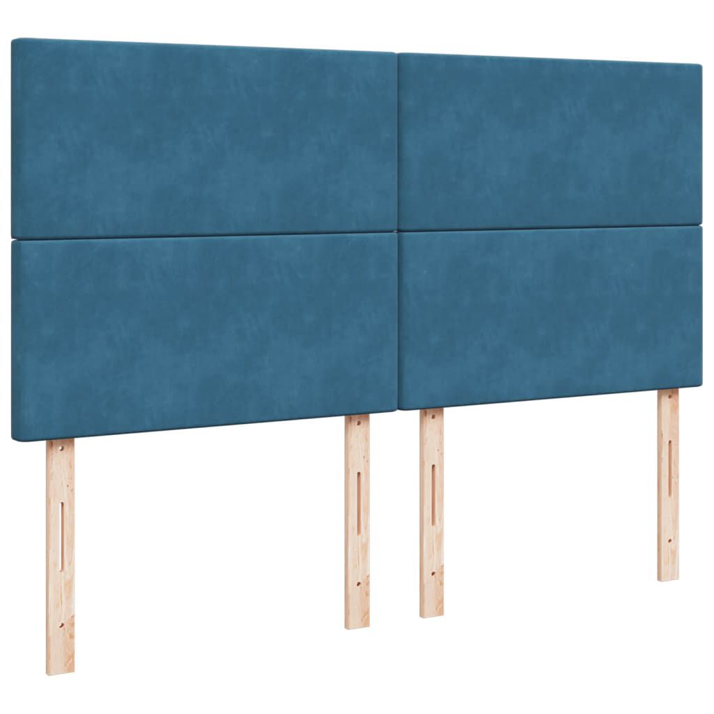 vidaXL Κρεβάτι Boxspring με Στρώμα Μπλε 180x200 εκ. Βελούδινο