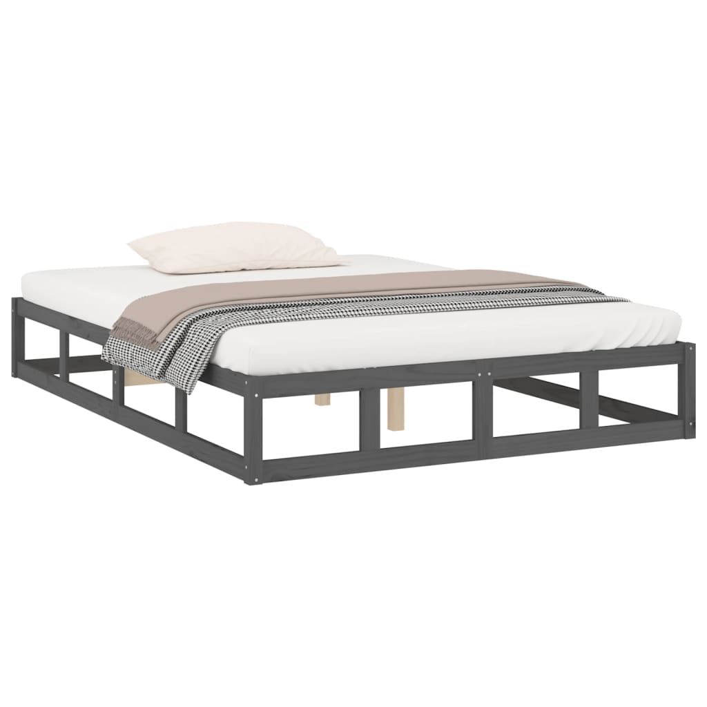 vidaXL Πλαίσιο Κρεβατιού Γκρι 150 x 200 εκ. Μασίφ Ξύλο King Size