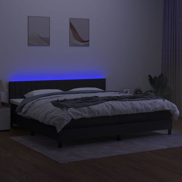vidaXL &Kappa;&rho;&epsilon;&beta;ά&tau;&iota; Boxspring &mu;&epsilon; &Sigma;&tau;&rho;ώ&mu;&alpha; & LED &Mu;&alpha;ύ&rho;&omicron; 200x200 &epsilon;&kappa;. &Upsilon;&phi;&alpha;&sigma;&mu;ά&tau;&iota;&nu;&omicron;