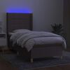 vidaXL &Kappa;&rho;&epsilon;&beta;ά&tau;&iota; Boxspring &mu;&epsilon; &Sigma;&tau;&rho;ώ&mu;&alpha; & LED Taupe 90x200 &epsilon;&kappa;. &Upsilon;&phi;&alpha;&sigma;&mu;ά&tau;&iota;&nu;&omicron;