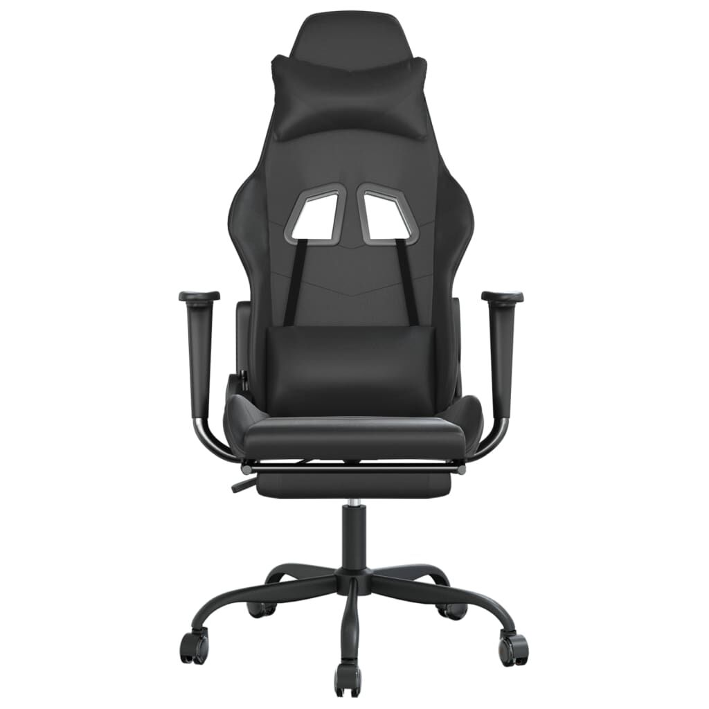 vidaXL Καρέκλα Gaming Μασάζ Υποπόδιο Μαύρο από Συνθετικό Δέρμα