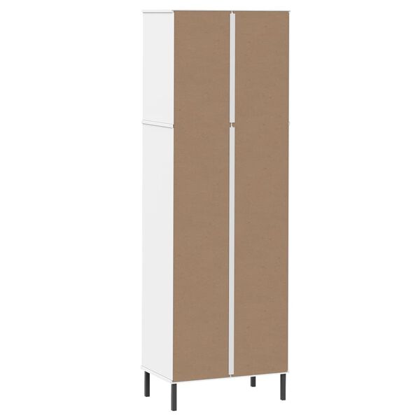 vidaXL Βιβλιοθήκη OSLO με 2 Συρτάρια Λευκή 60x35x180 εκ. Μασίφ Ξύλο