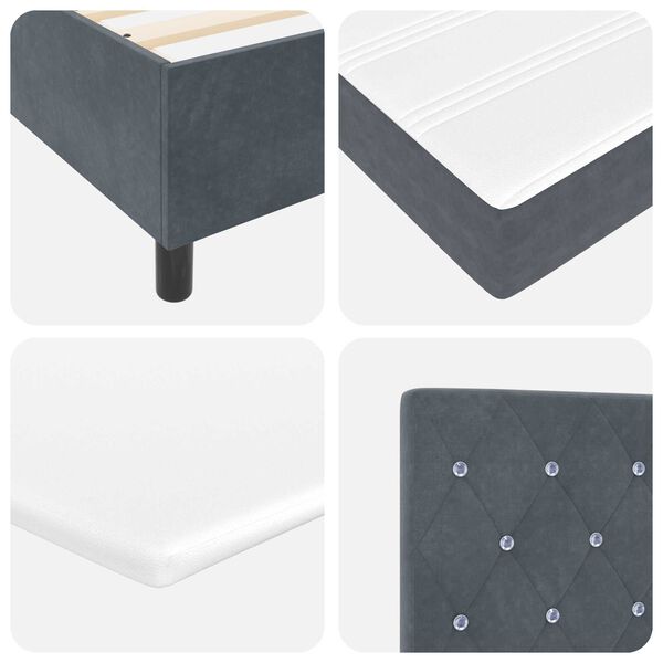 vidaXL Κρεβάτι Box Spring με Στρώμα Σκοτεινό Γκρι 90x190 εκ Βελούδο