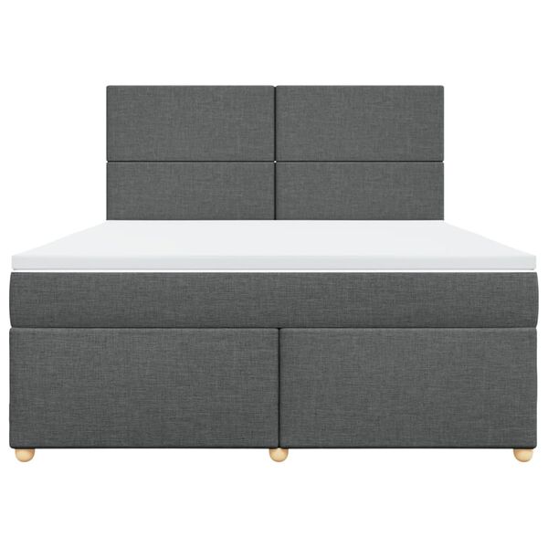vidaXL Κρεβάτι Boxspring με Στρώμα Σκούρο Γκρι 180x200 εκ Υφασμάτιν