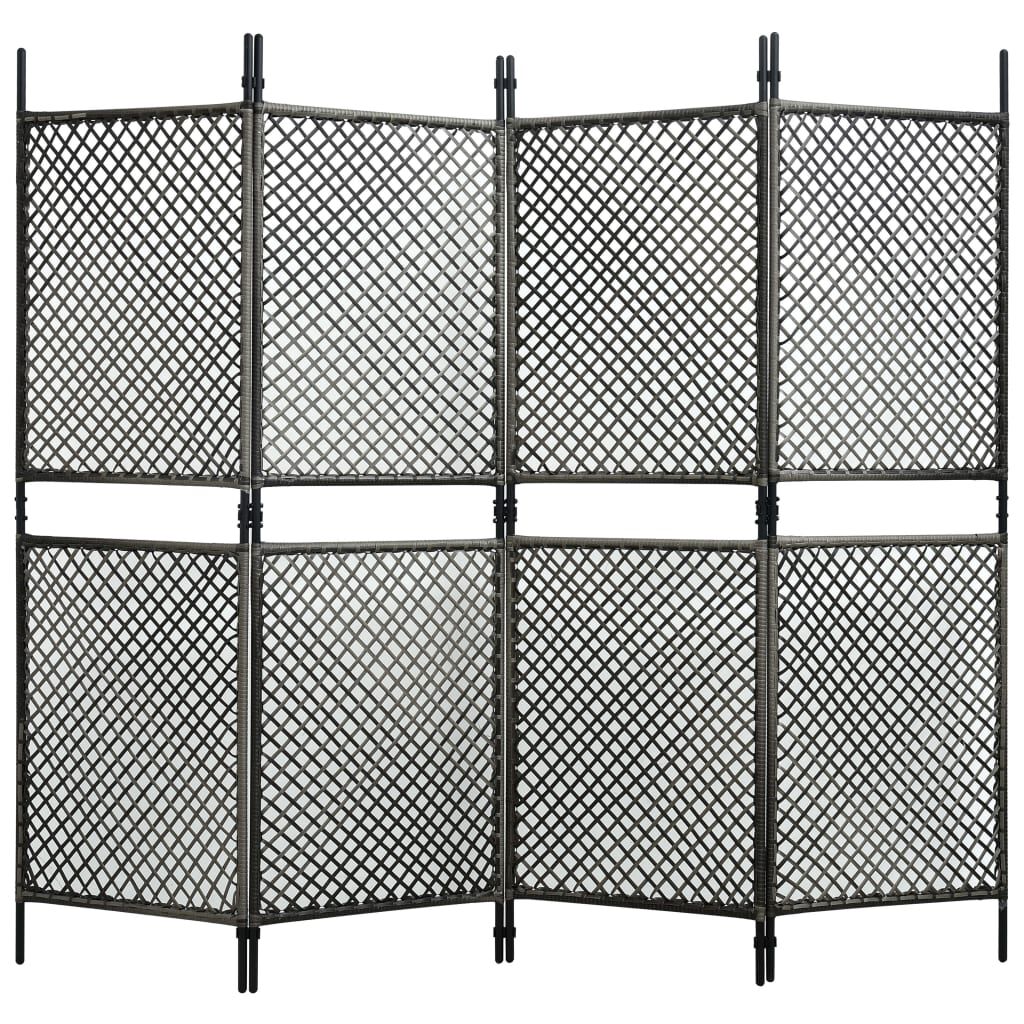 vidaXL Διαχωριστικό Δωματίου 4 Πάνελ Ανθρακί 240x200 εκ. Συνθετ. Ρατάν