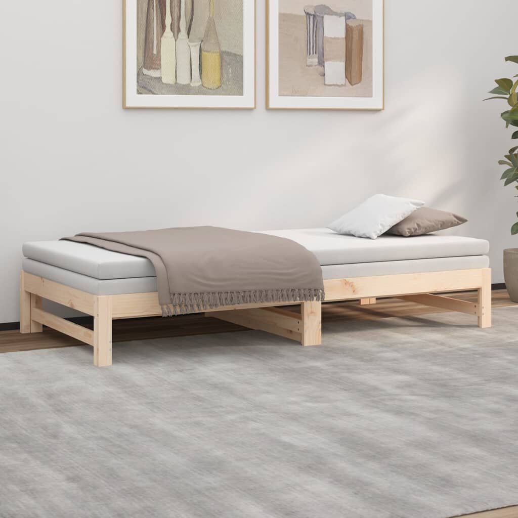 vidaXL Καναπές Κρεβάτι Συρόμενος 2x(100x200) εκ. από Μασίφ Ξύλο Πεύκου